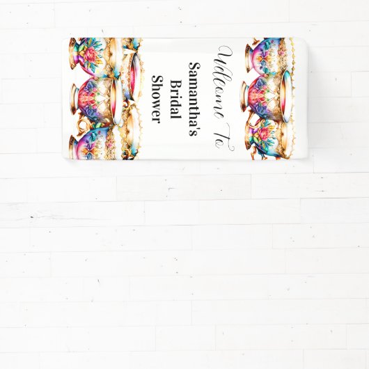 Theebekers bloementhee high tea vrijgezellenfeest spandoek (Insitu)