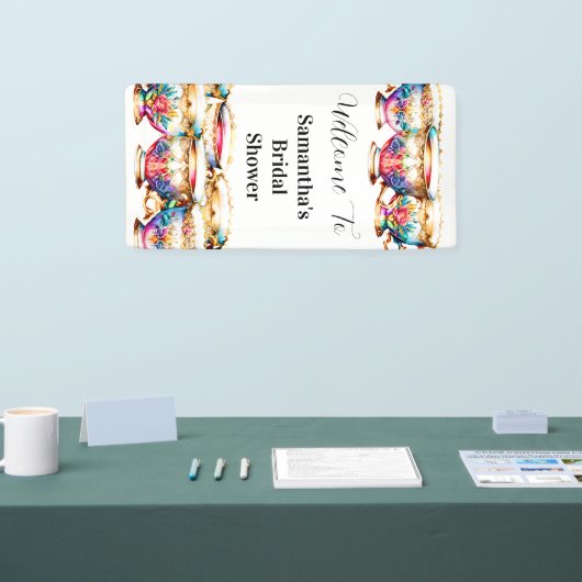 Theebekers bloementhee high tea vrijgezellenfeest  spandoek (Beurs)