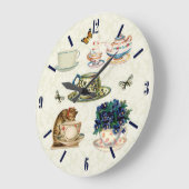  theebekers en theepot Butterflies wandklok (Hoek)