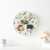  theebekers en theepot Butterflies wandklok (Huis)