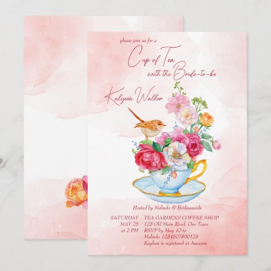 theebekje van theetheethee van theetheetheeplank v kaart (Voorkant / Achterkant)