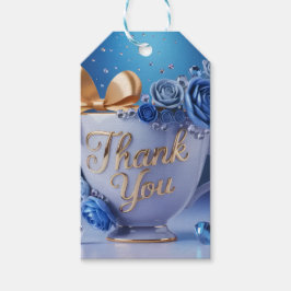 Theeblad Blue Rose Bedankt Cadeaulabel