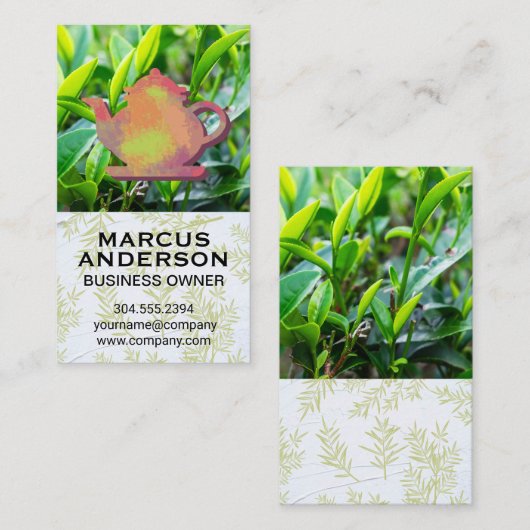 theebladeren | Theepot Logo Visitekaartje (Voorkant / Achterkant)