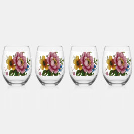 Theebloemboeket wijnglas zonder voet
