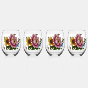 Theebloemboeket wijnglas zonder voet