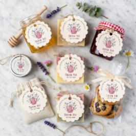 Theebloempot "Dank u voor uw bestelling" met uitge Bedankjes Labels