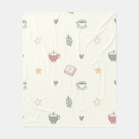 Theeboek Kaars Patroon Zachte Cozy Tea Books Fleece Deken (Voorkant)