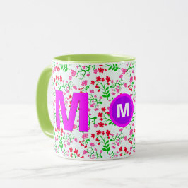 Theebok met bloemig monogram beginletter voor meis mok