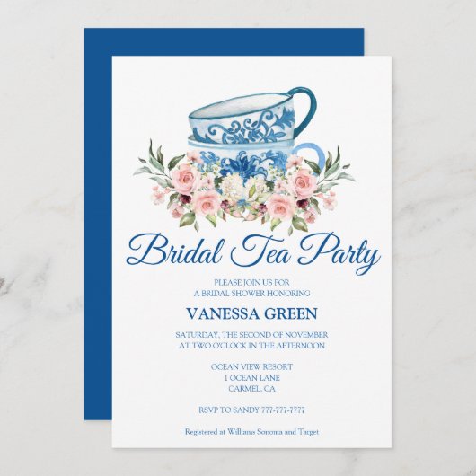 Theebruid Shower Uitnodiging (Voorkant / Achterkant)