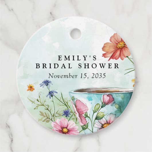 Theebruidspartij met bloemen bedankjes labels (Voorkant)