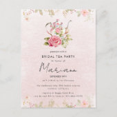 Theebruidspartij Uitnodiging met Bloemstuk Theepot (Voorkant)
