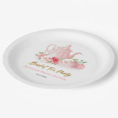 Theebruidspartij | Vergulde Roze Bruidsontbijt Papieren Bordje (Gekanteld)