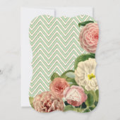 Theebruidsshower met Chevrongestreepte Roos Kaart (Achterkant)