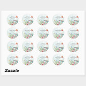 Theebruidssluiting met bloemen ronde sticker (Vel)