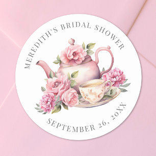 Theebruidssluiting met bloemmotief ronde sticker