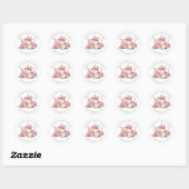 Theebruidssluiting met bloemmotief ronde sticker (Vel)
