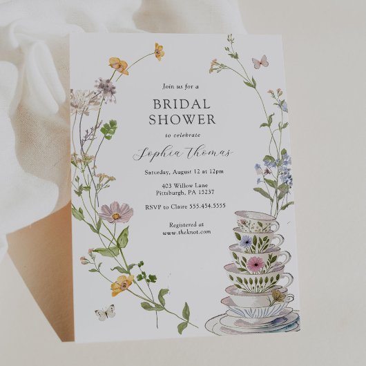 Theebruidssluiting met wilde bloemen kaart