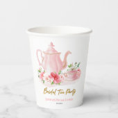 Theebruidstparty | Vergulde Roze Bruidsdouche Papieren Bekers (Achterkant)