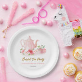 Theebruidstparty | Vergulde Roze Bruidsdouche Papieren Bordje (Feest)