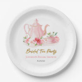 Theebruidstparty | Vergulde Roze Bruidsdouche Papieren Bordje (Voorkant)