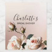 Theebruine Olie Roze Bruids-Shower Wijn Etiket (Enkel label)