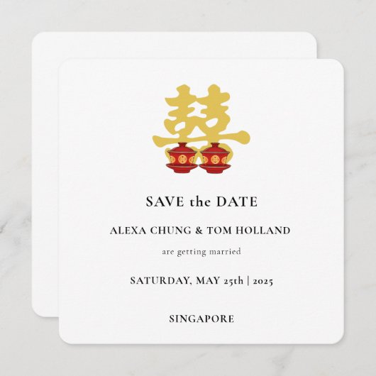 Theeceremonie Chinese bruiloft save the date Kaart (Voorkant / Achterkant)