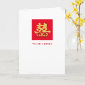 Theeceremonie van Dubbel Geluk | Chinese Bruiloft Kaart (Gele Bloem)