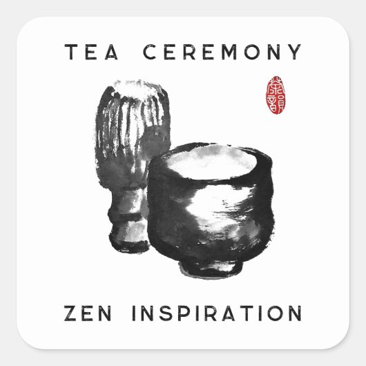 Theeceremonie/Zen Inspiratie Vierkante Sticker (Voorkant)