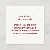 Theecups en rozen vierkante visitekaartje (Achterkant)