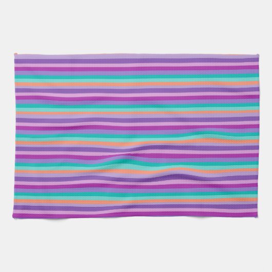 Theedoek 40,6 x 61 cm Paarse blauwe strepen (Horizontaal)