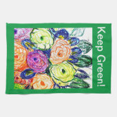 Theedoek Groene Rosas (Horizontaal)