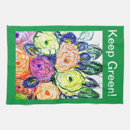 Theedoek Groene Rosas