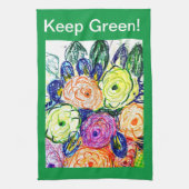 Theedoek Groene Rosas (Verticaal)