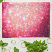 Theedoek - Hartjes Glanzen Roze (Gevouwen)