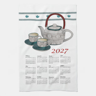 Theedoek Kalender 2027 Kopjes en Theepot