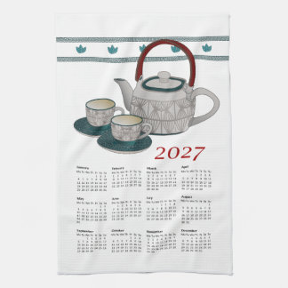 Theedoek Kalender 2027 Kopjes en Theepot
