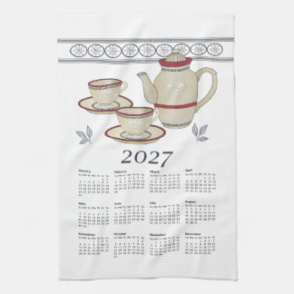 Theedoek Kalender 2027 Kopjes-Theepot Wit