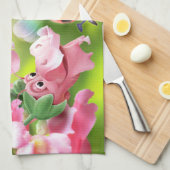 Theedoek Lieveheersbeestje bloementuin. (Quarter Fold)