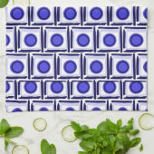 Theedoek met blauwe stippen in vierkant (Gevouwen)
