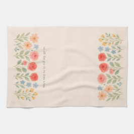 Theedoek met bloemmotief en persoonlijke quote