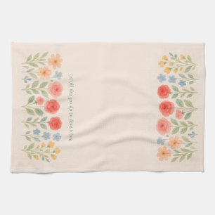 Theedoek met bloemmotief en persoonlijke quote