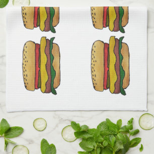 Theedoek met cheeseburger