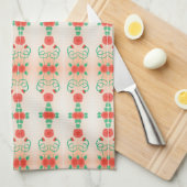 Theedoek met een rood bloemmotief (Quarter Fold)