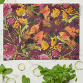 Theedoek met handgeschilderde bloemen in inkt (Gevouwen)