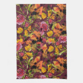 Theedoek met handgeschilderde bloemen in inkt (Verticaal)