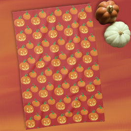 Theedoek met jack-o-lantern pompoenpatroon