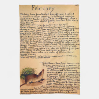 Theedoek met Nature Notes Februari van Edith Holde