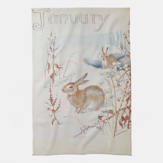 Theedoek Nature Notes, Januari van Edith Holden (Verticaal)