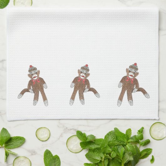 Theedoek Sock Monkey MoJo Kitchen (Gevouwen)