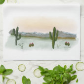 Theedoek | Woestijnzonsondergang | Aquarel (Gevouwen)